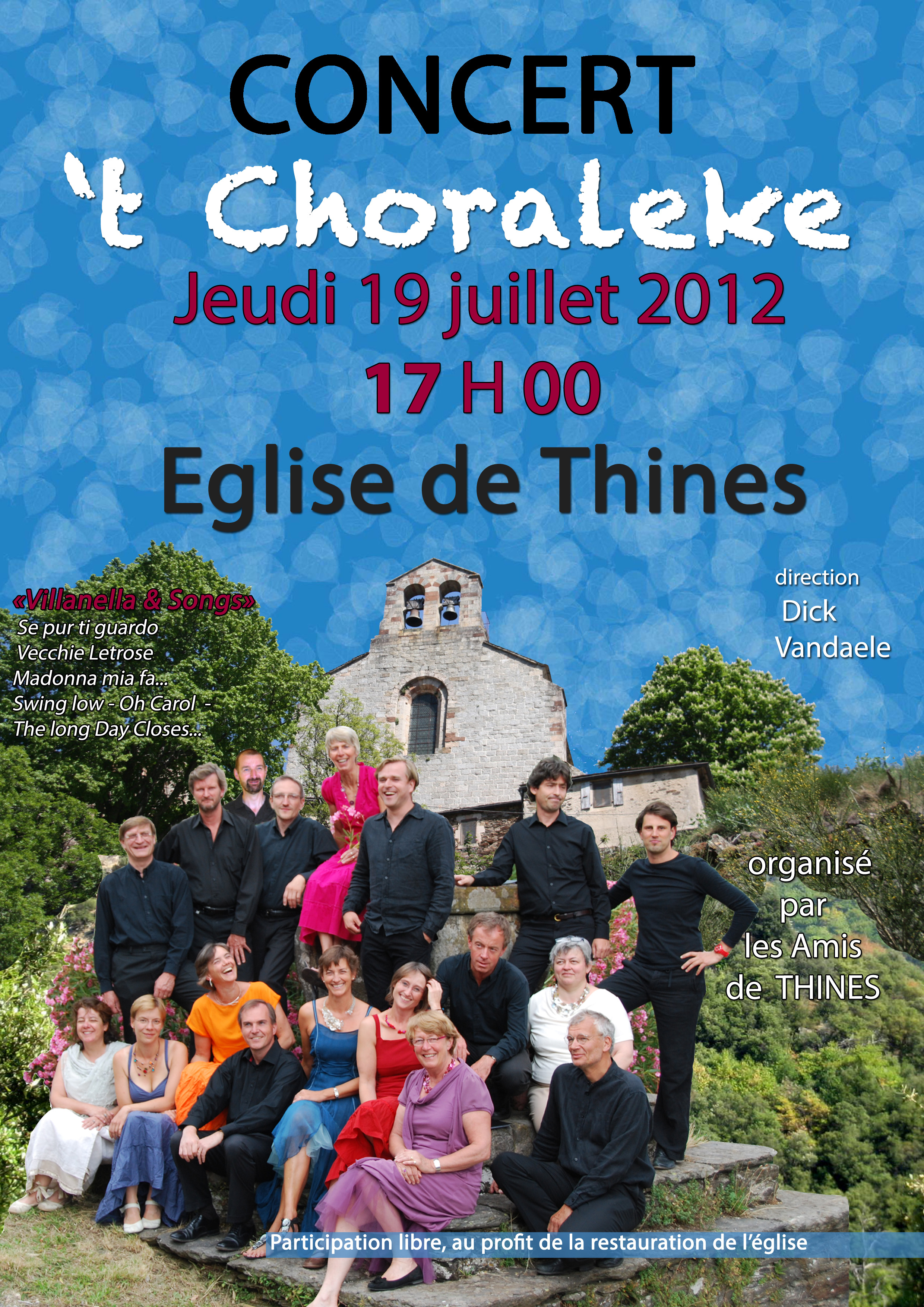 Affiche 't Choraleke concert Thines 2012
