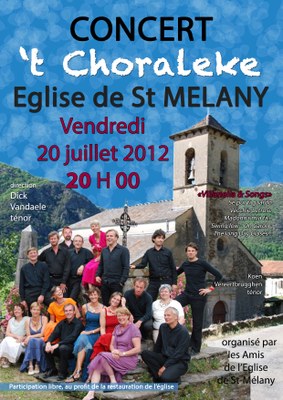 affiche 't Choraleke concert  St Melany - juillet 2012