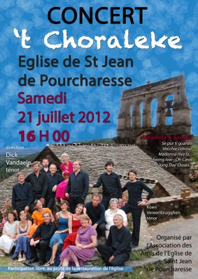affiche 't Choraleke concert  St Jean de Pourcharesse - juillet 2012