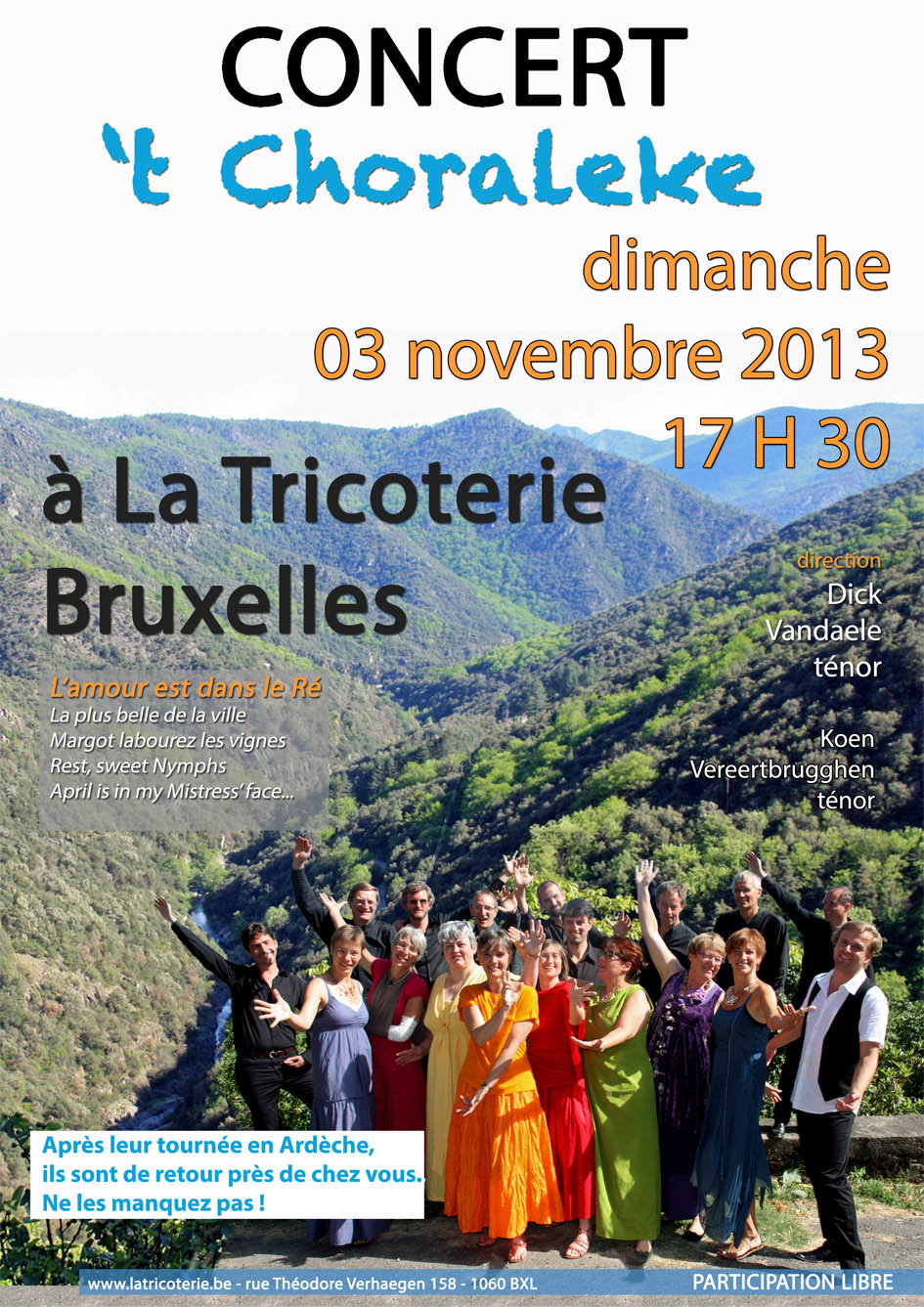 Affiche 't Choraleke - la Tricoterie BXL  - novembre 2013